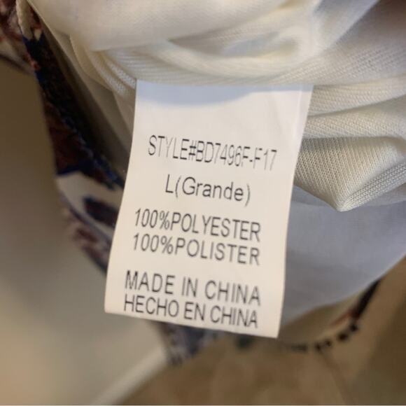 PaperMoon Patterned Cold Shoulder Ruffle Sleeve Mini Dress Large - Picture 8 of 11